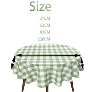 Tablecloth Round Green and White Table Cloth Plaid Table Cover for Party Camping Picnic Wedding Circle Tablecloth Diameter