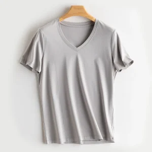 SuyaDream Women Solid T shirts, Silk Cotton Blend, O Neck, Short Sleeved Solid Tee,2025 Summer Candy Colors Basic Cozy Top Green