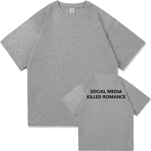 2025 Social Media Killed Romance Summer T Shirt Men Women Aesthetic Valentine's Print T-Shirt Couple Cotton Tee Tops Clothing