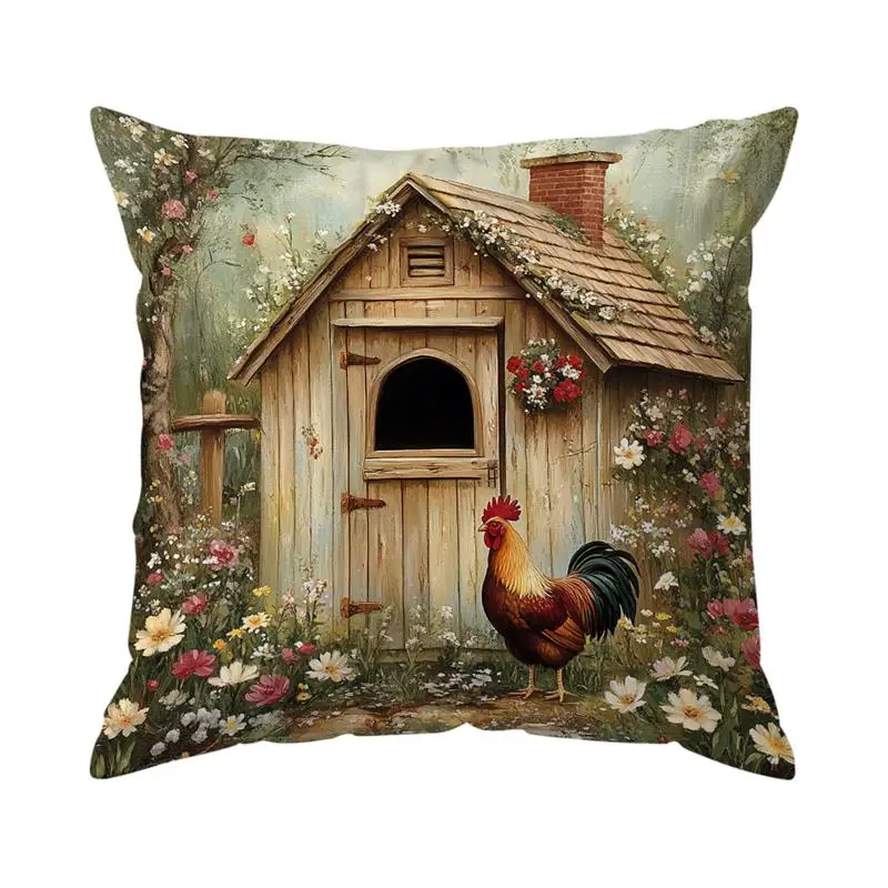 Home Decor Farmyard Roosters and Eggs Pillow Covers Pattern Cushion Cover Suitable for Sofa Bedroom Car Pillow Cover - Image 8