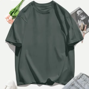 Y2K Woman 100% Cotton T Shirts Solid Color Casual T-Shirt O-Neck Summer Tops For Women Fashion Oversized Female Sportswear