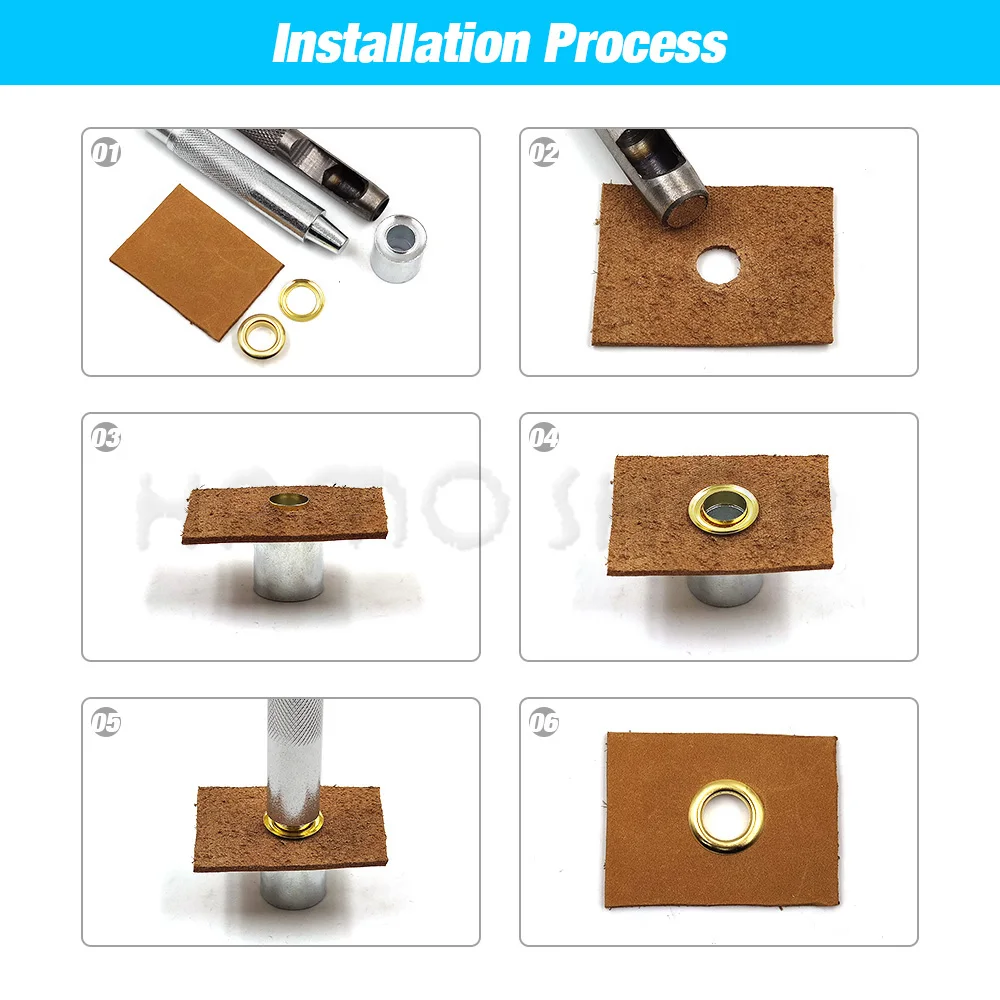 100 Sets 4mm Metal Eyelet Grommet With Washer Round Eye Rings For Leathercraft Repair Shoes Bag Clothing Belt Hat Accessories - الصورة 5
