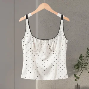 Sexy Polka Dot Sling Tops Women Backless Sleeveless Contrast Fitted Top Female 2026 Spring New Chic Fashion Streetwears Lady
