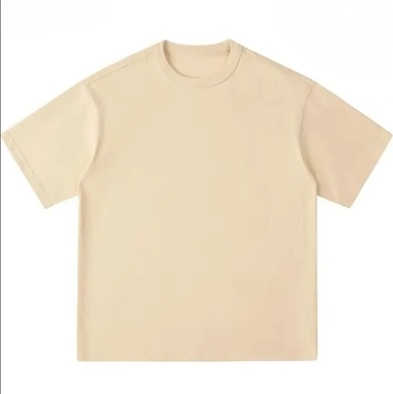 300g Thick Combed Cotton Round Neck T-shirt, Solid Color Loose Fit Simple and Casual Basic Style Suitable for Both Men and Women - Image 5