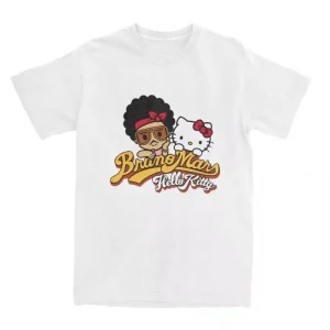 Haikyuu Bruno Mars Hello Kitty T-shirt Cotton T-shirt Women's Fashion T-shirt Retro Y2K Design Round Neck Short Sleeve T-shirt