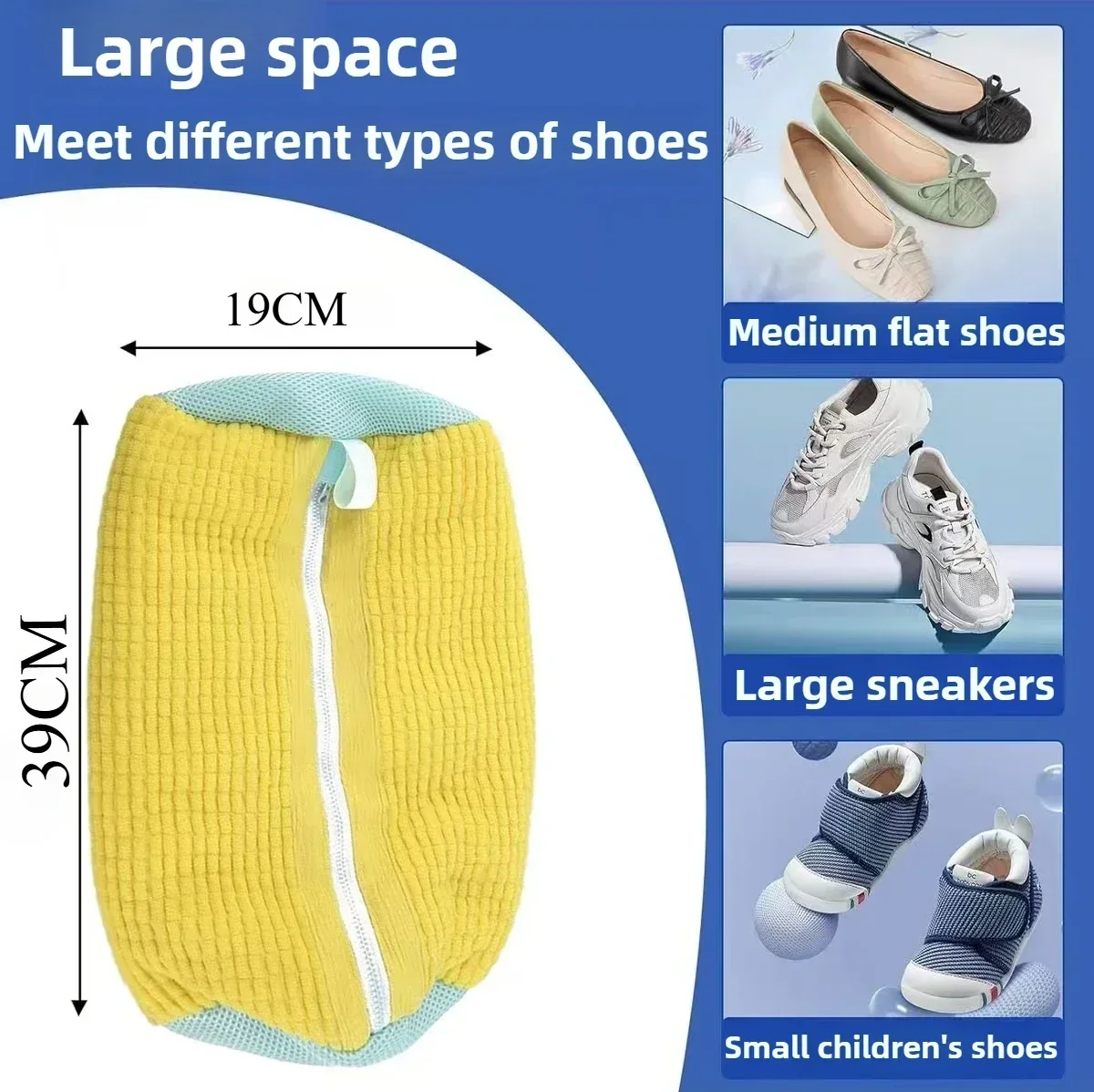 Machine Washable Shoe Washing & Drying Bag with Soft Fiber - Durable Polyester Laundry Protector for Shoes Adjustable Strap - الصورة 10