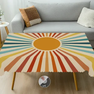 1 Piece of Bohemian Theme Tablecloth, Moroccan Retro Country Farmhouse Style, Colorful Sun Pattern Design, Suitable for Camping Picnic, Holiday Party, Garden Birthday Party Decoration, Kitchen Accessories, Restaurant Terrace, Indoor and Outdoor Tablecloth, Perfect Gift for Friends, Multiple Sizes Av