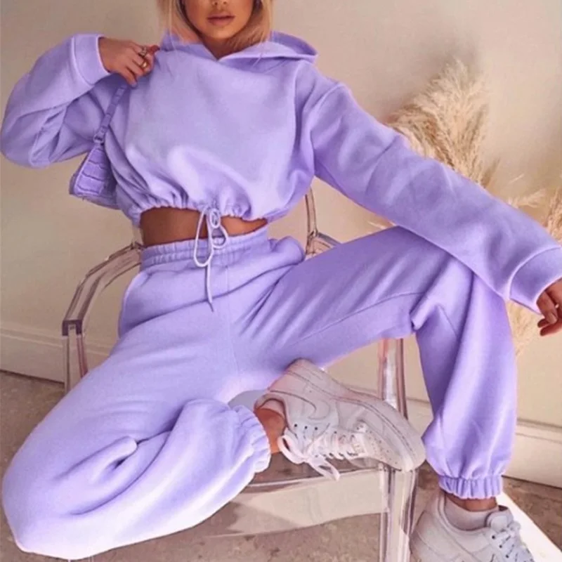 Fashion Trend Women's Wear, Long-sleeved Sports Casual Suit Waist Two-piece Set - الصورة 3