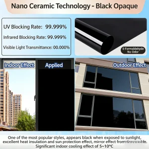 One Way Mirror Window Film, Daytime Privacy See Out Not In, Static Cling Sun Control Tint for Home and Office Windows