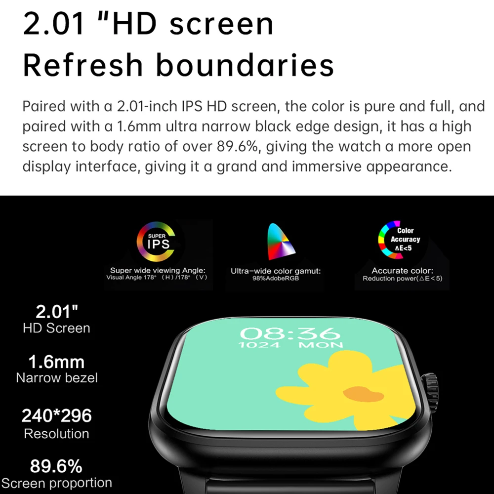 Smart Watch 2024 Bluetooth Call Music Smart Watches For Men 2.01" Full Touch Dial Fitness Tracker Waterproof Smartwatch - Image 2