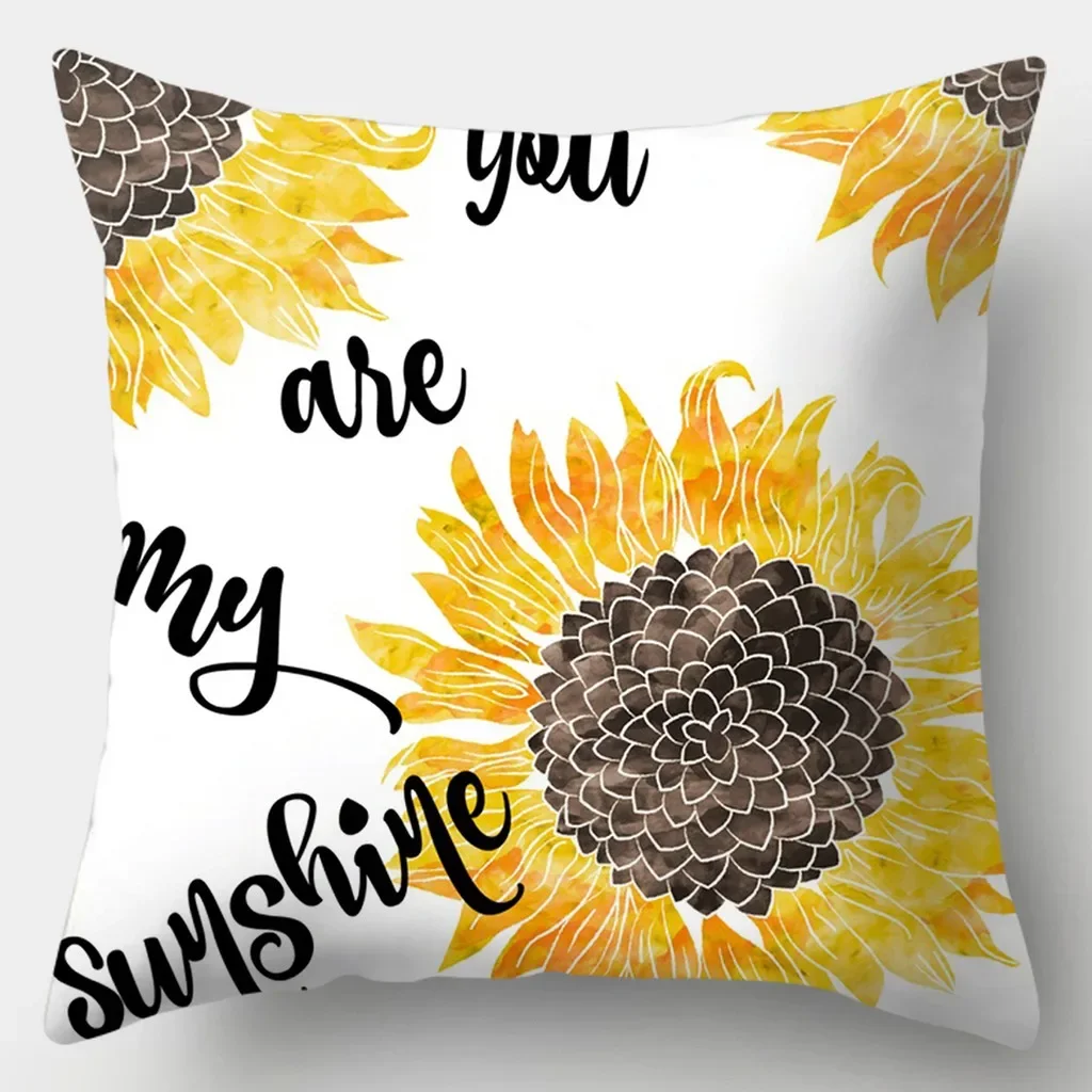 Yellow series Pillowcase 45cmX45cm Square Sofa Pillow Cover Creative Sun Flower Cushion - الصورة 19
