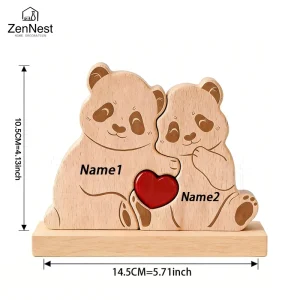Personalized Wooden Bear Puzzle Home Decor Custom Name Accommodates 2-5 Names Rustic Style Wooden Bear Mother's Day Gift