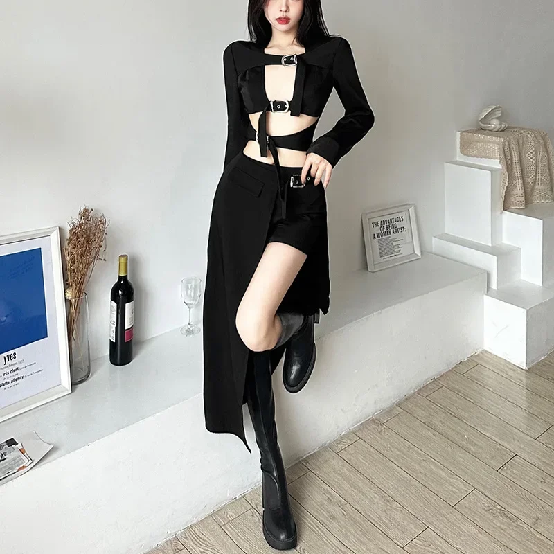 Gothic Skirts Goth Dark Techwear Patchwork Sexy Mini Women Grunge Irregular Hem High Waist Cargo Skirt Hip Hop Black Summer 2023 - الصورة 6