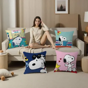 Cartoon S-Snoopy Maple Design Cushion Cover Happy Autumn Harvest Decor Holiday Decorati Pillow Cover
