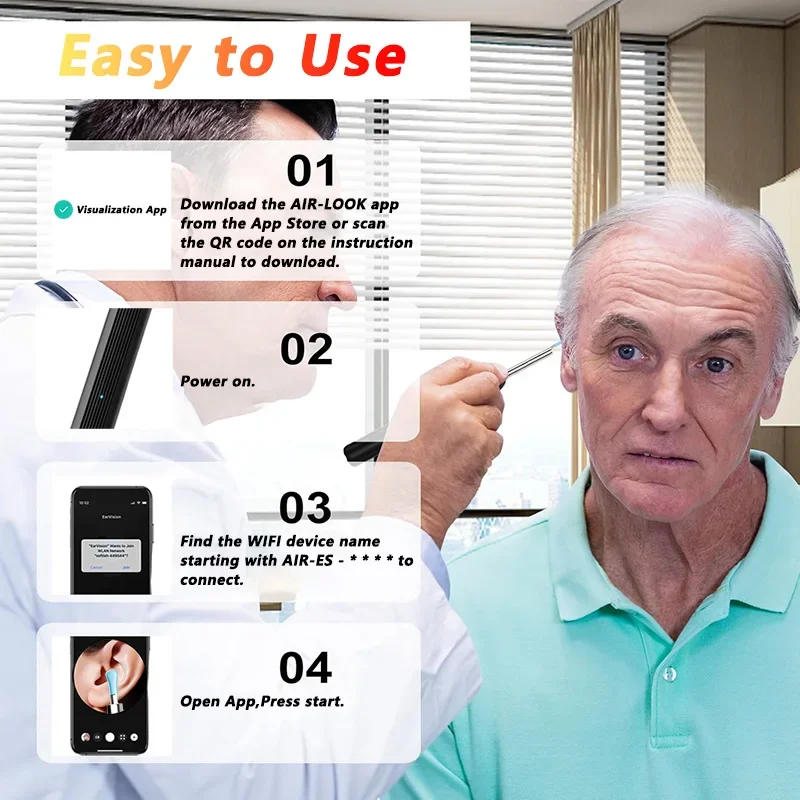 Visual Ear Wax Cleaner with Camera Safe Earwax Removal Endoscope with 5M Camera Luminous Otoscope Ear Cleaning Tools Ear Care - Image 5