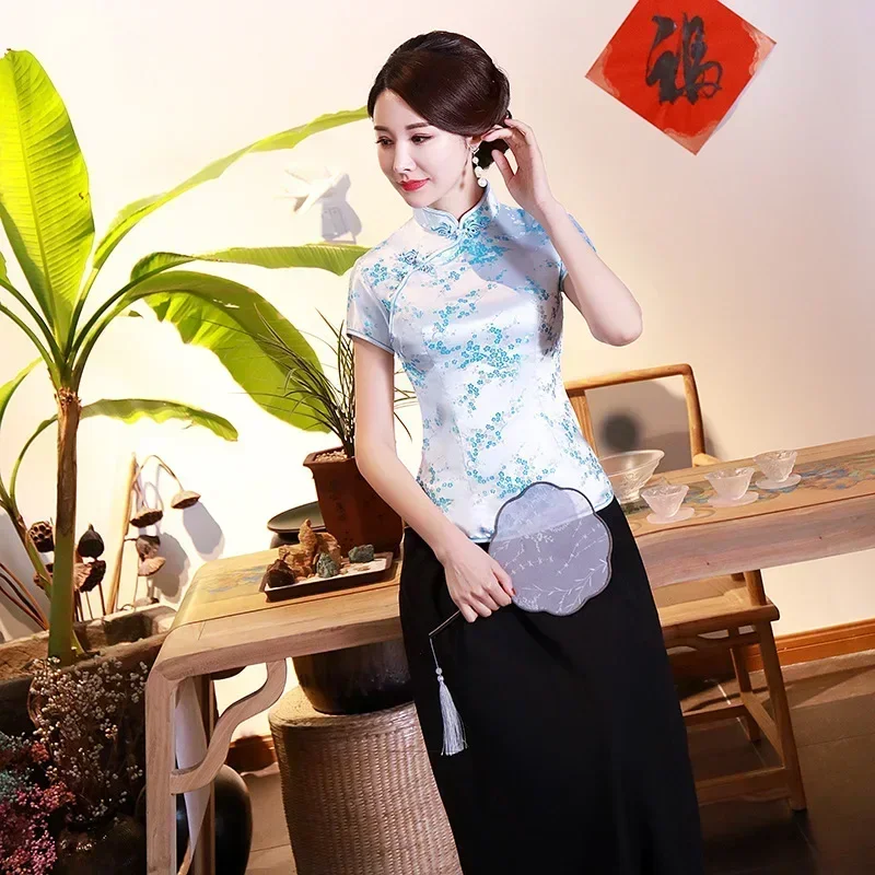 Elegant Ethnic Style Streetwear Cheongsam Qipao Tees Fashion Clothes Tshirts Vintage Shirts for Women Y2k Tops Women Clothing - الصورة 19
