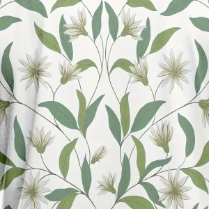 Women's Tee - Green Leaf & Floral Pattern Graphic, Minimalist Nature Botanical Design for Casual Daily Wear