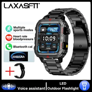 LAXASFIT 2026 Outdoor Sports Smart Watch Men's & Women's Fitness Tracker Heart Rate Monitor with LED Flashlight Smartwatch