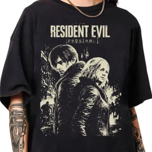 Retro Resident Evil Requiem T-shirt, Resident Evil Game T-shirt, Summer New Cotton Retro Unisex Casual Fashion T-shirt