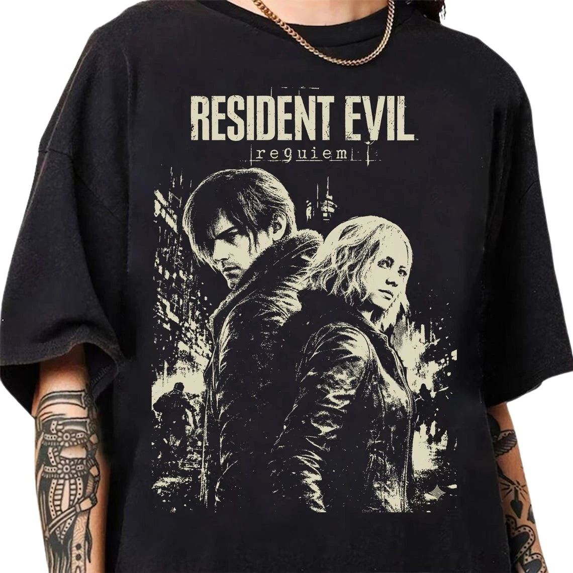 Retro Resident Evil Requiem T-shirt, Resident Evil Game T-shirt, Summer New Cotton Retro Unisex Casual Fashion T-shirt - Image 6