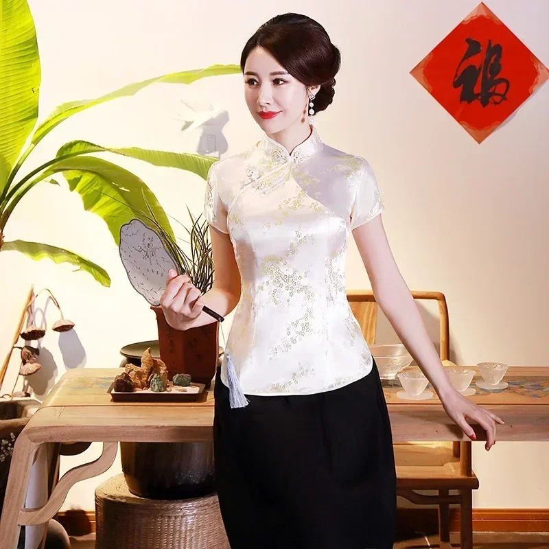 Elegant Ethnic Style Streetwear Cheongsam Qipao Tees Fashion Clothes Tshirts Vintage Shirts for Women Y2k Tops Women Clothing - الصورة 13