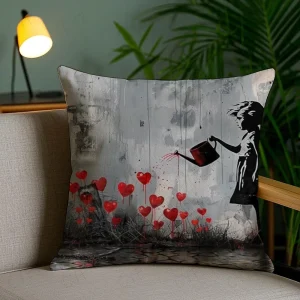 Banksy Street Graffiti Art Pillow Case Anti-dustmite Pillowcase Invisible zipper silky short plush Sofa cushion cover
