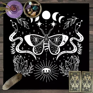 1pc Tarot card tablecloth, mysterious wizard astrology decoration butterfly flower table mat, card game decoration tablecloth