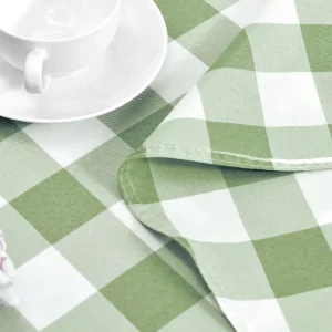 Tablecloth Round Green and White Table Cloth Plaid Table Cover for Party Camping Picnic Wedding Circle Tablecloth Diameter
